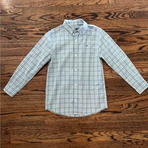 Vineyard Vines Boys Light Blue Plaid Button Down Shirt, Size Small (8-10)